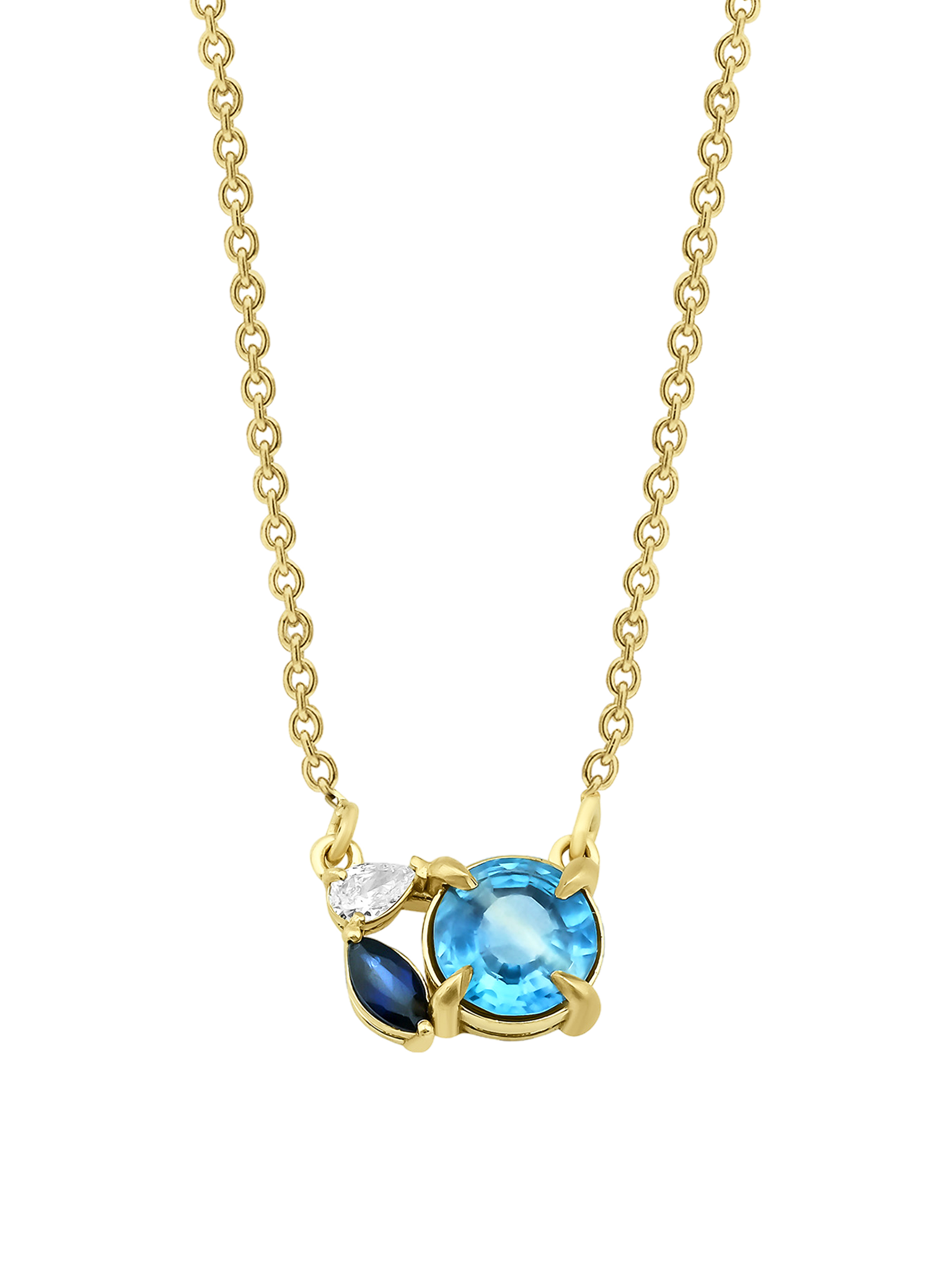 Artisia leaf sapphire necklace